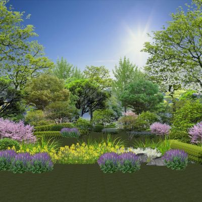 2d景观植物景观树乔木灌木地被花卉观赏草红枫碧桃榉树黄杨球鼠尾草植物组团花镜景石