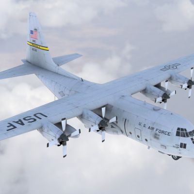 C130H运输机中型战术运输机大力士大力神飞机军事带内饰带驾驶舱带控制台带机舱门可开