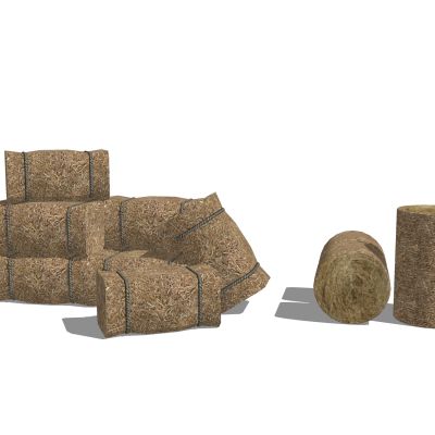 稻田露营景观草垛子干草堆景墙露营设备