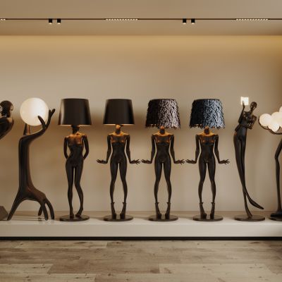 现代雕塑灯组合 落地灯组合 人体落地灯