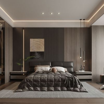 现代意式卧室_双人床