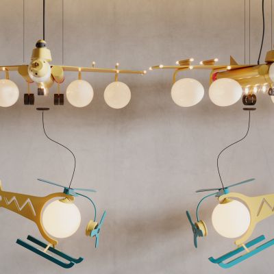 现代玩具灯组合 飞机吊灯 儿童灯