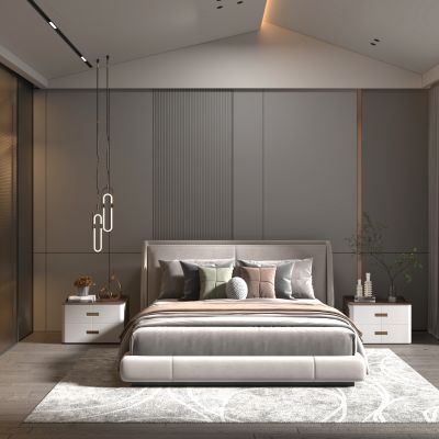 现代家居卧室3D模型下载