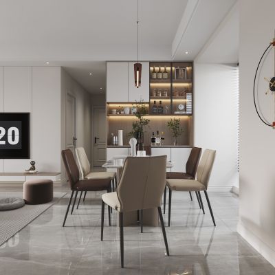 现代客餐厅 沙发茶几 装饰摆设