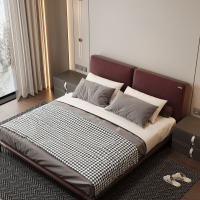 现代家居卧室 双人床 主卧 饰品摆件