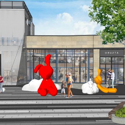 现代景观座椅商业景观座椅兔子雕塑树池座椅创意座椅兔子座椅