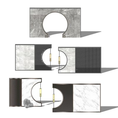 新中式巷道景墙月亮门瓦片墙围墙月洞门半月门