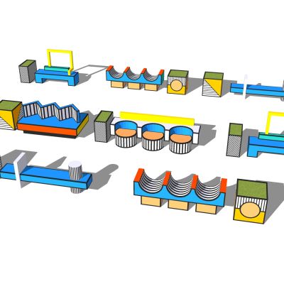 现代景观座椅异形座椅户外创意彩色座椅移动花箱树池座椅组合商业景观座椅