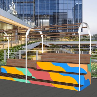 现代景观座椅异形座椅户外创意座椅移动花箱树池座椅组合商业景观座椅弧形座椅围栏景观植物