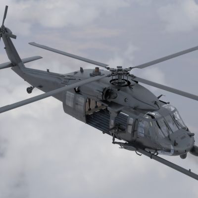 HH60铺路鹰救援机型直升机带内饰门可开关