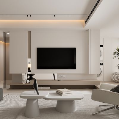 现代家居客厅 电视背景墙 沙发 茶几