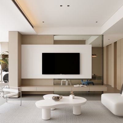 现代家居客厅 电视背景墙 沙发 茶几