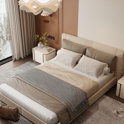 现代家居卧室 双人床 主卧 饰品摆件