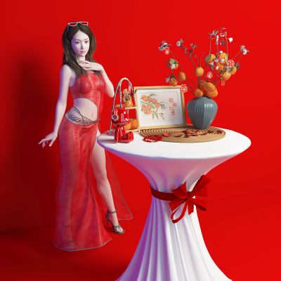 新年装饰 桌花 柿子 手办3D模型