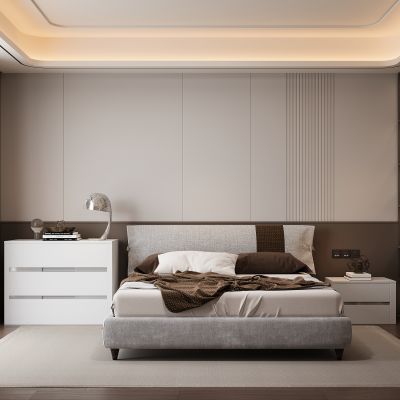 现代家居卧室 双人床 主卧 饰品摆件