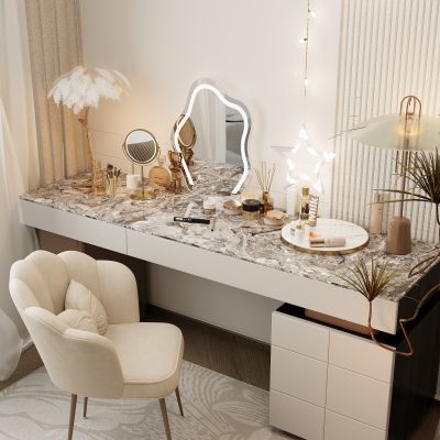 现代梳妆台 化妆桌 摆件 化妆镜 化妆品