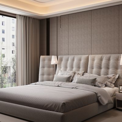 现代家居卧室 双人床 主卧 饰品摆件