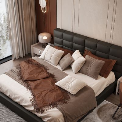 现代家居卧室 双人床 主卧 饰品摆件