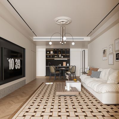 现代奶油风客餐厅