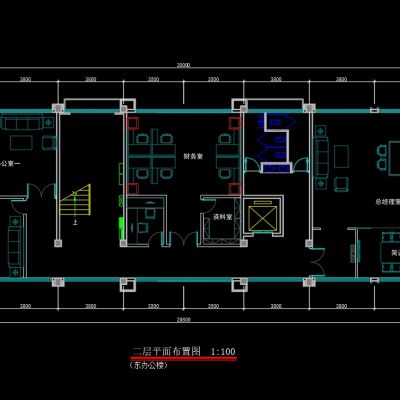 办公楼三层平面布置图CAD施工图