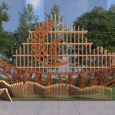 新中式船雕塑小品