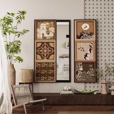 新中式中古风挂画镜子装饰画