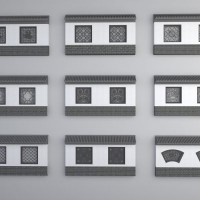 中式镂空窗花景墙 围墙组合