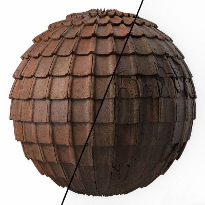 屋面瓦材料 49- Sbsar 发电机生产的混凝土屋顶  无缝, Pbr, 4k