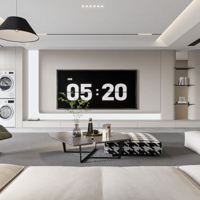 现代客厅 无主灯客厅 沙发组合 茶几组合 饰品摆件