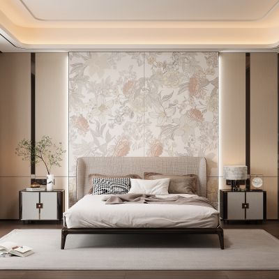 现代家居卧室 双人床 主卧 饰品摆件