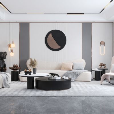 现代家居客厅3d模型下载