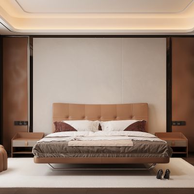 现代家居卧室 双人床 主卧 饰品摆件