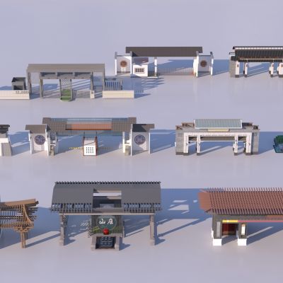 新中式入口景观大门门楼