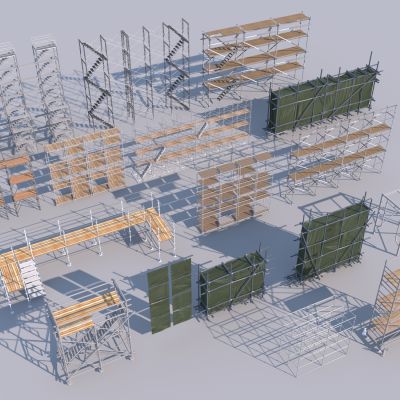 现代筑脚手架_建筑施工现场器材_围栏帆布组合_脚手架