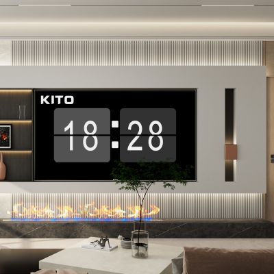 轻奢奶油风无主灯岩板造型客厅内嵌电视背景墙