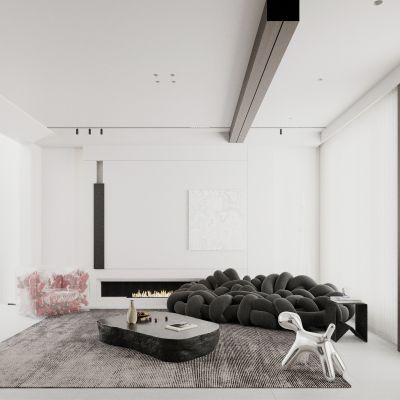 客厅 异形沙发 茶几 电视柜