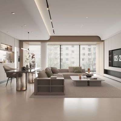 现代家居客厅3d模型下载