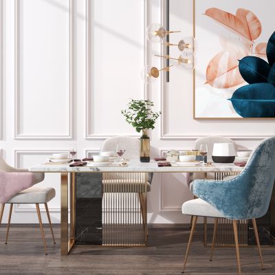 现代轻奢餐桌椅3d模型下载