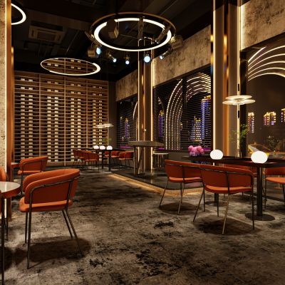 现代酒吧，酒吧，清吧，餐厅3D模型