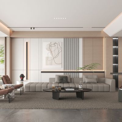 现代家居客厅3d模型下载