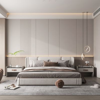 现代家居卧室3d模型下载