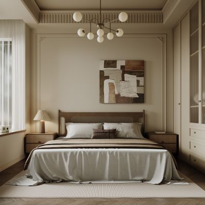 法式复古卧室 法式复古衣柜 法式复古床组合