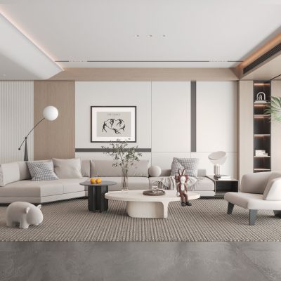 现代家居客厅3d模型下载