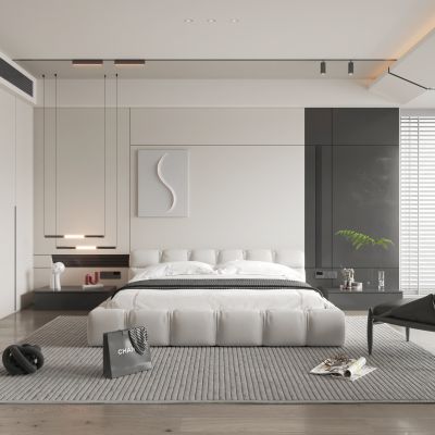 现代家居卧室3d模型下载