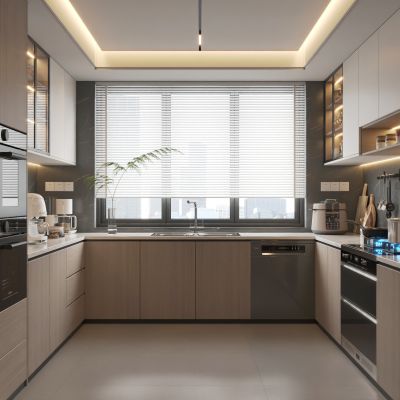 现代家居封闭厨房3d模型下载