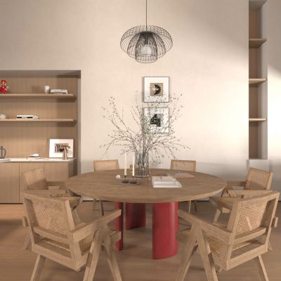 餐厅 圆形餐桌 餐桌组合 吊灯