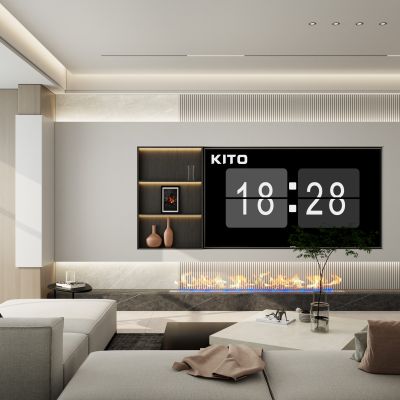 轻奢奶油风无主灯岩板造型客厅内嵌电视背景墙