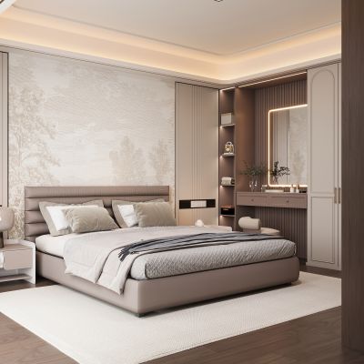 现代家居卧室 双人床 主卧 饰品摆件