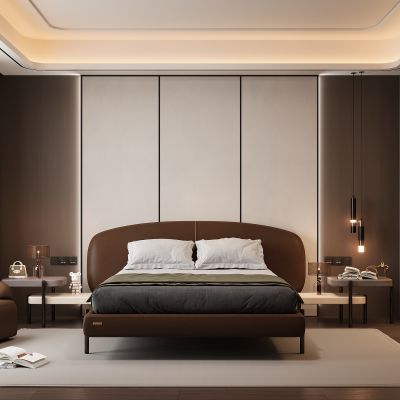 现代家居卧室 双人床 主卧 饰品摆件