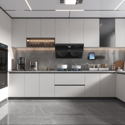 现代开放式厨房3d模型下载